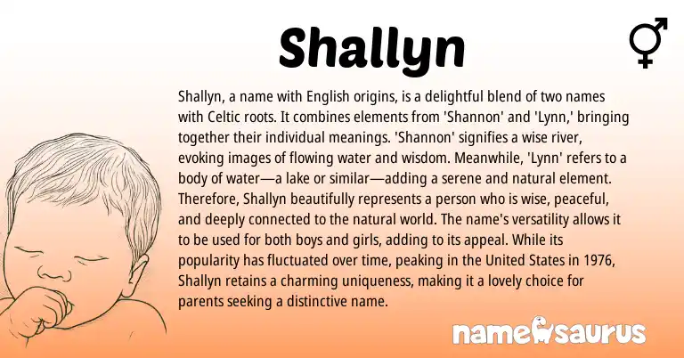 Infographic about Shallyn name meaning, Shallyn is a name from Celtic origin(s).