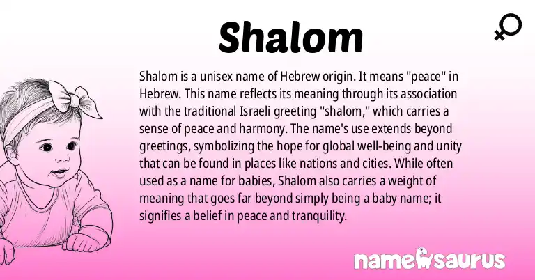 Infographic about Shalom name meaning, Shalom is a name from Hebrew origin(s).