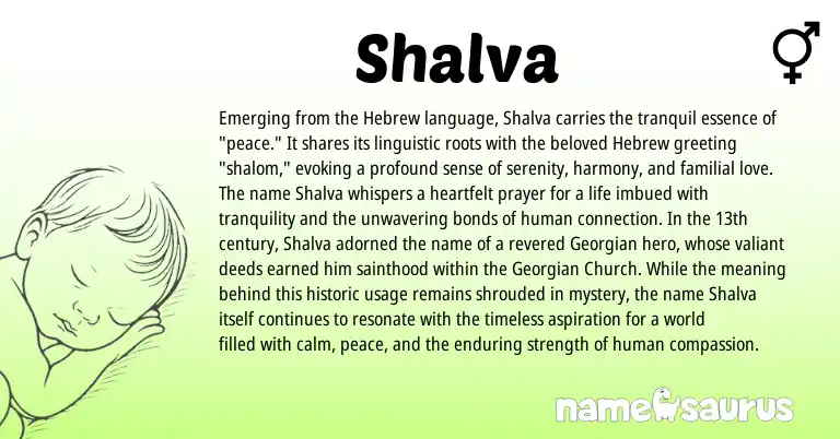 Infographic about Shalva name meaning, Shalva is a name from Georgian, Hebrew origin(s).