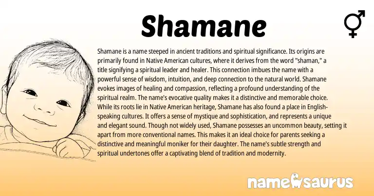 Infographic about Shamane name meaning, Shamane is a name from American origin(s).