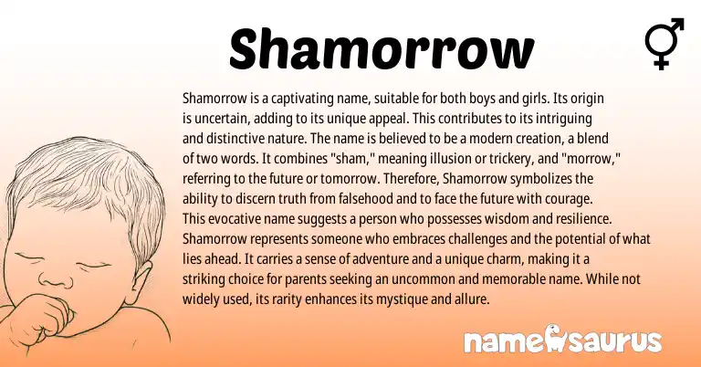 Infographic about Shamorrow name meaning, Shamorrow is a name from English origin(s).