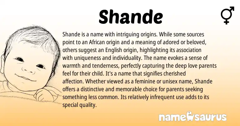 Infographic about Shande name meaning, Shande is a name from African origin(s).
