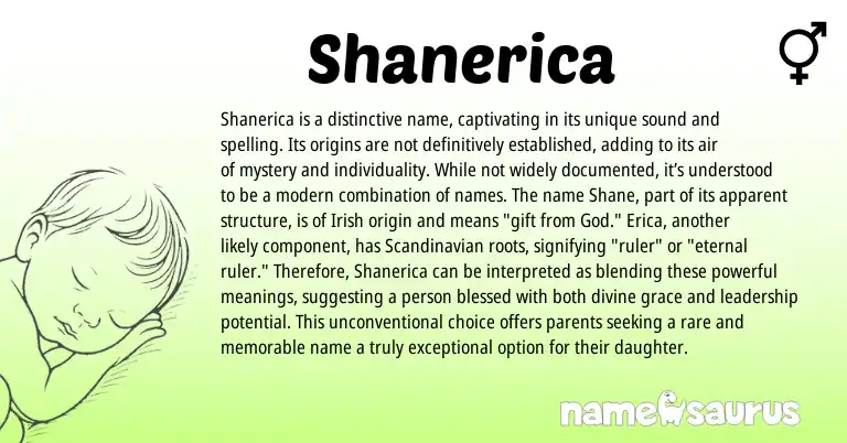 Infographic about Shanerica name meaning, Shanerica is a name from Scandinavian, Irish origin(s).