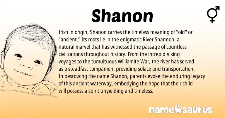 Infographic about Shanon name meaning, Shanon is a name from Irish origin(s).