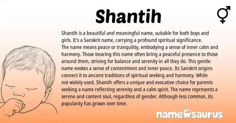 Infographic about Shantih name meaning, Shantih is a name from Sanskrit origin(s).