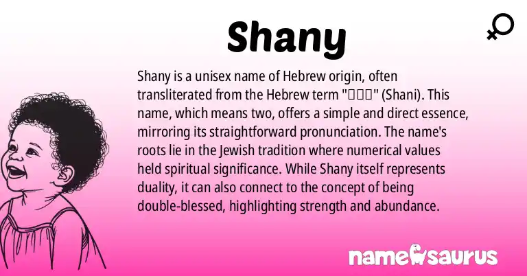 Infographic about Shany name meaning, Shany is a name from Hebrew origin(s).