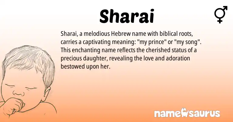 Infographic about Sharai name meaning, Sharai is a name from Hebrew origin(s).