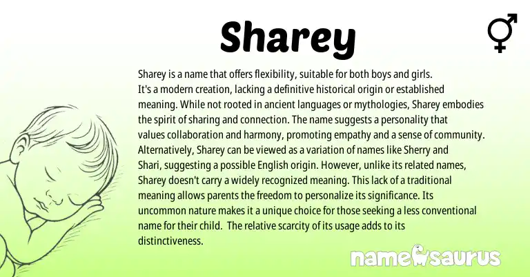 Infographic about Sharey name meaning, Sharey is a name from Other origin(s).