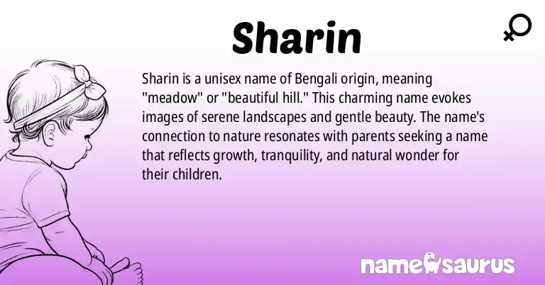Infographic about Sharin name meaning, Sharin is a name from Bengali origin(s).