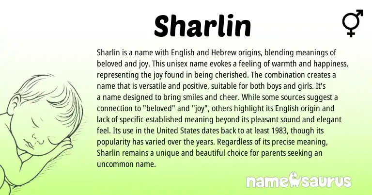 Infographic about Sharlin name meaning, Sharlin is a name from Hebrew, English origin(s).