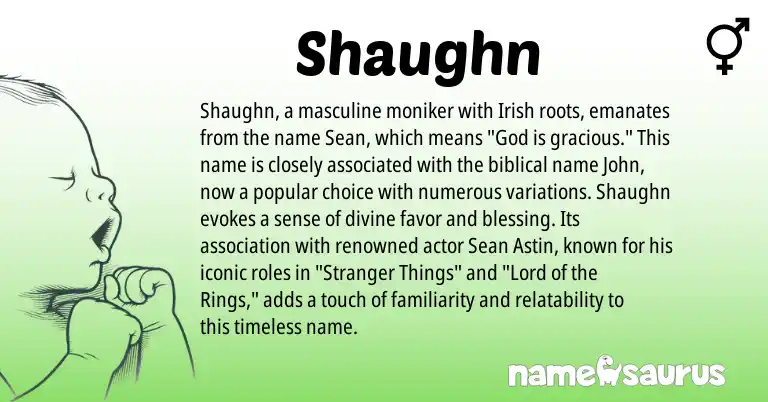 Infographic about Shaughn name meaning, Shaughn is a name from Irish origin(s).