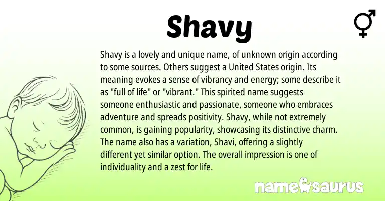 Infographic about Shavy name meaning, Shavy is a name from Other origin(s).