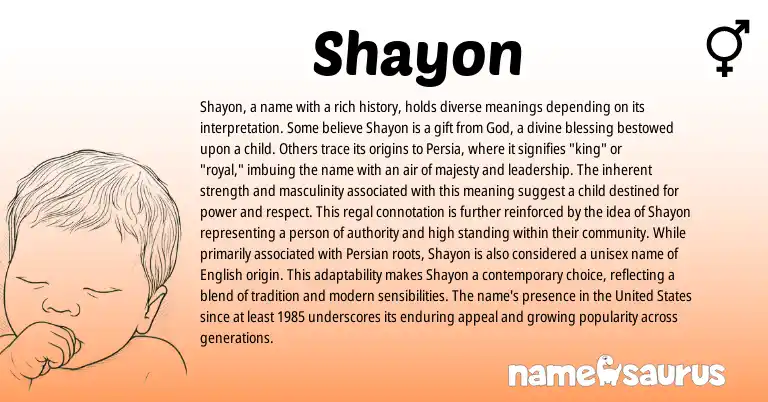 Infographic about Shayon name meaning, Shayon is a name from Hindi, Persian, Indian origin(s).