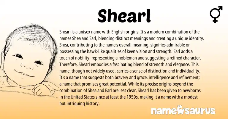 Infographic about Shearl name meaning, Shearl is a name from English origin(s).