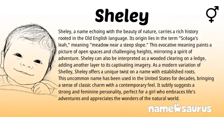 Infographic about Sheley name meaning, Sheley is a name from English origin(s).
