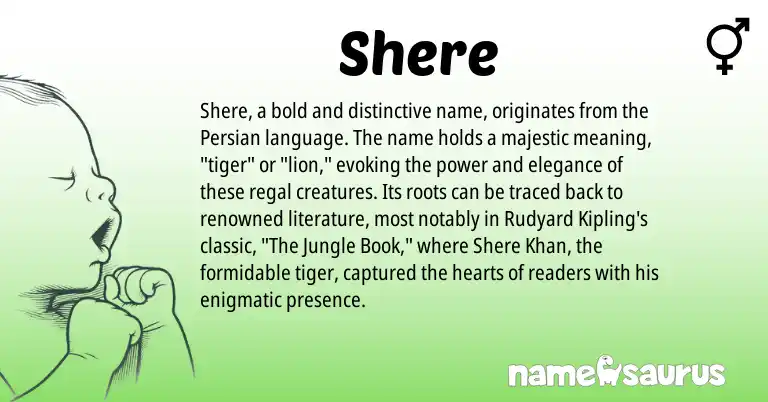 Infographic about Shere name meaning, Shere is a name from Persian origin(s).