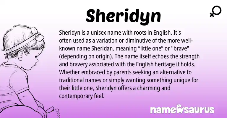 Infographic about Sheridyn name meaning, Sheridyn is a name from English origin(s).