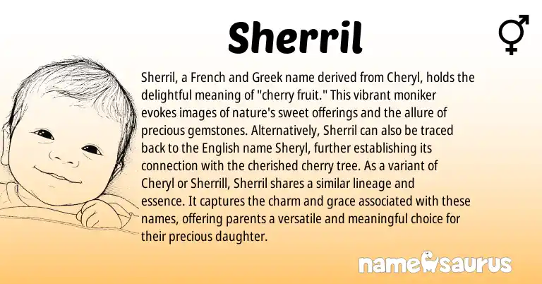 Infographic about Sherril name meaning, Sherril is a name from English, French, Greek origin(s).