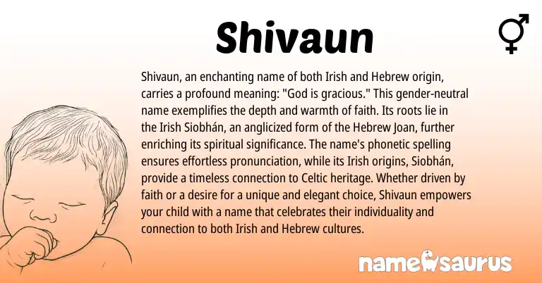 Infographic about Shivaun name meaning, Shivaun is a name from Irish, Celtic, Hebrew origin(s).