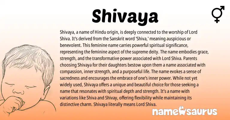 Infographic about Shivaya name meaning, Shivaya is a name from Indian, Hindu, Sanskrit origin(s).