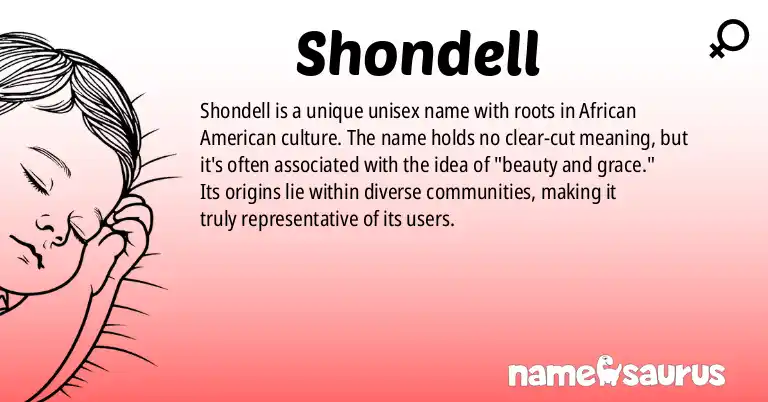 Infographic about Shondell name meaning, Shondell is a name from African American origin(s).
