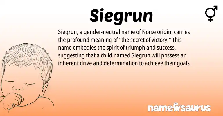 Infographic about Siegrun name meaning, Siegrun is a name from Norse origin(s).