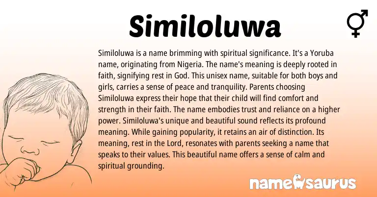 Infographic about Similoluwa name meaning, Similoluwa is a name from Yoruba, Nigerian origin(s).