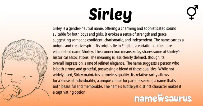 Infographic about Sirley name meaning, Sirley is a name from English origin(s).