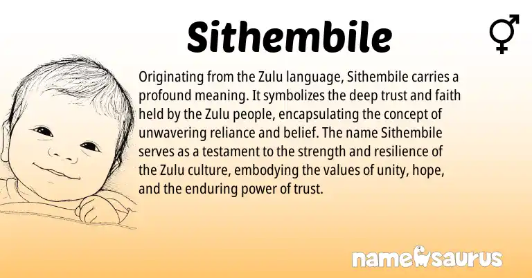 Infographic about Sithembile name meaning, Sithembile is a name from Zulu origin(s).