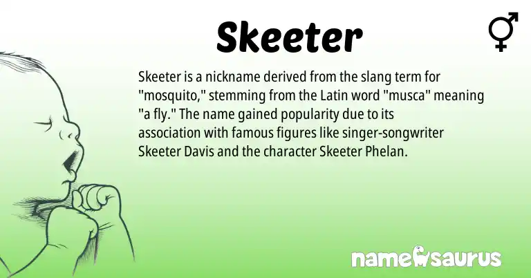 Infographic about Skeeter name meaning, Skeeter is a name from Latin origin(s).