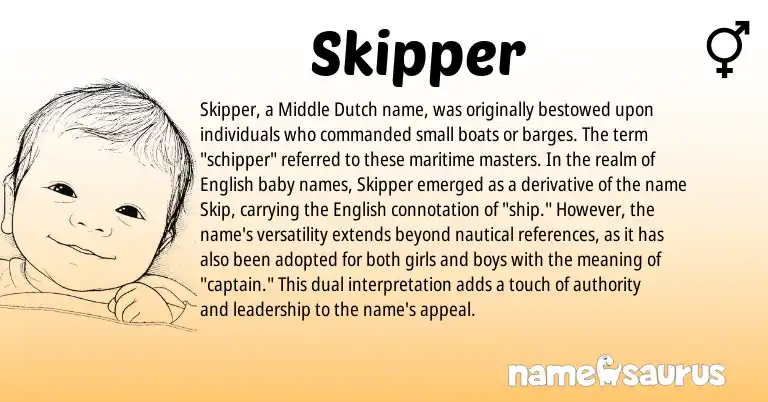 Infographic about Skipper name meaning, Skipper is a name from English, Dutch origin(s).