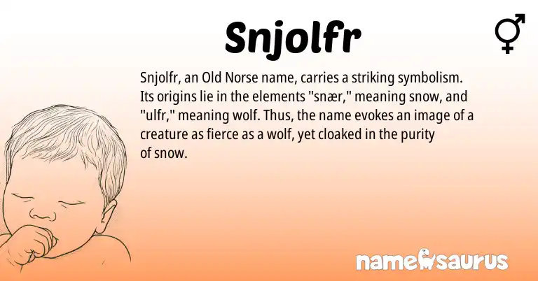 Infographic about Snjolfr name meaning, Snjolfr is a name from Old Norse origin(s).