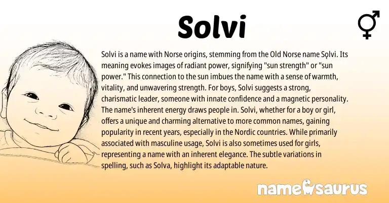 Infographic about Solvi name meaning, Solvi is a name from Norse origin(s).