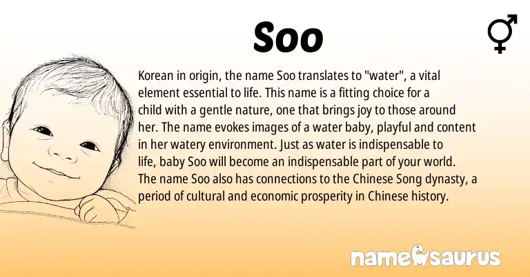 Infographic about Soo name meaning, Soo is a name from Chinese, Korean origin(s).