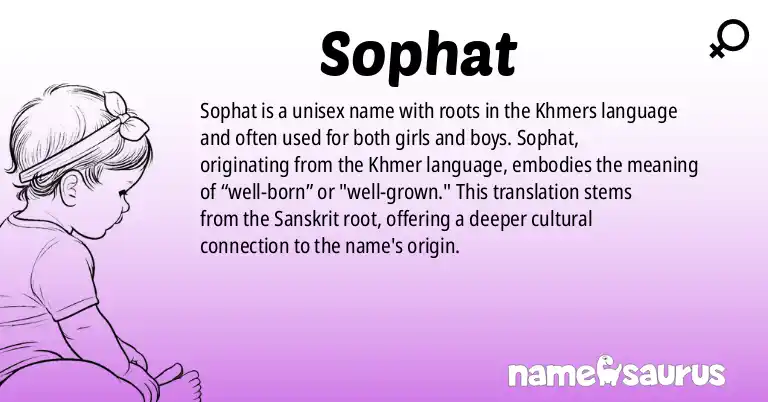 Infographic about Sophat name meaning, Sophat is a name from Khmer origin(s).