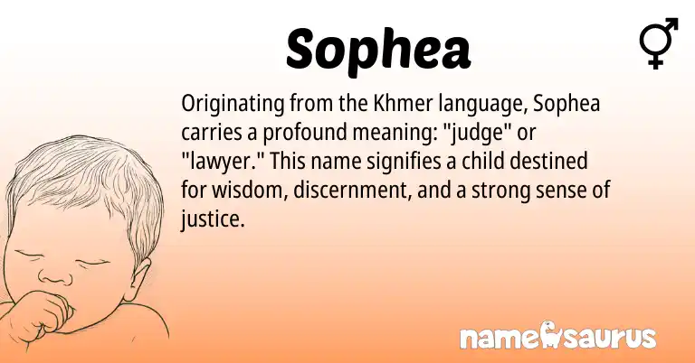 Infographic about Sophea name meaning, Sophea is a name from Khmer origin(s).