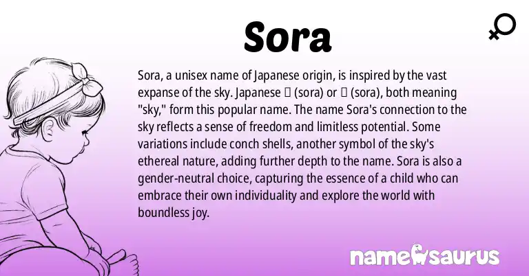 Infographic about Sora name meaning, Sora is a name from Japanese origin(s).