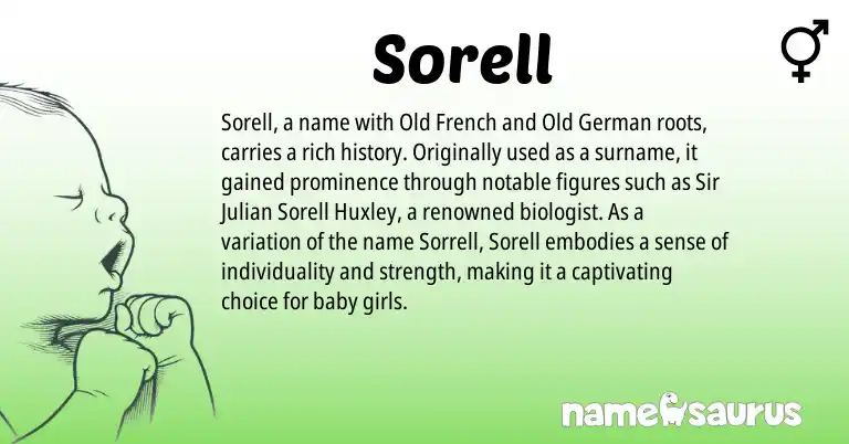 Infographic about Sorell name meaning, Sorell is a name from Old German, Old French origin(s).
