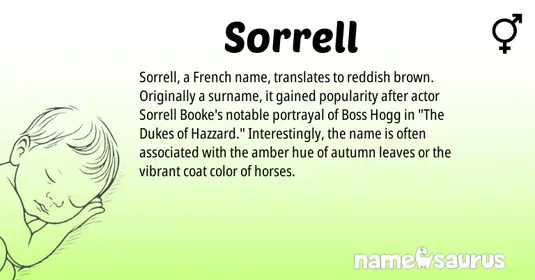 Infographic about Sorrell name meaning, Sorrell is a name from French origin(s).