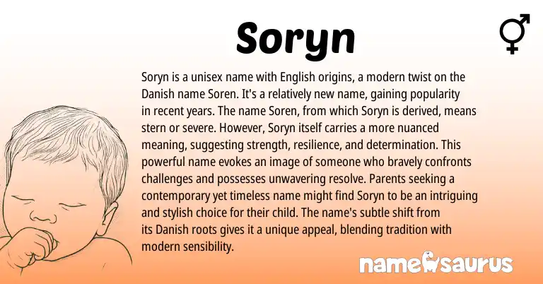 Infographic about Soryn name meaning, Soryn is a name from Danish, English origin(s).