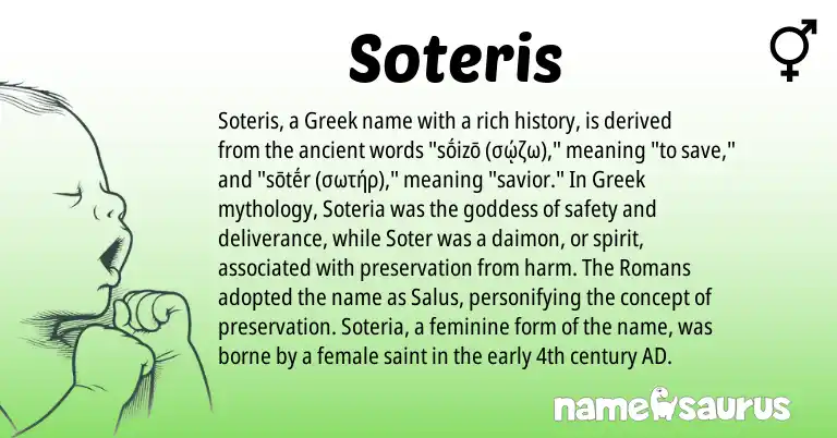 Infographic about Soteris name meaning, Soteris is a name from Greek origin(s).