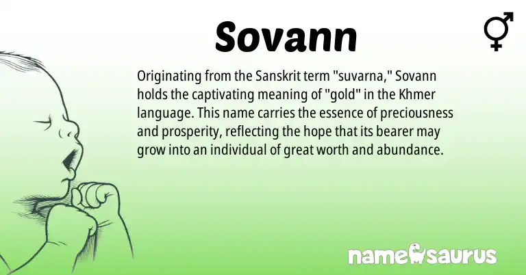 Infographic about Sovann name meaning, Sovann is a name from Sanskrit, Khmer origin(s).
