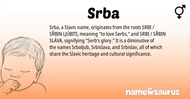 Infographic about Srba name meaning, Srba is a name from Slavic origin(s).