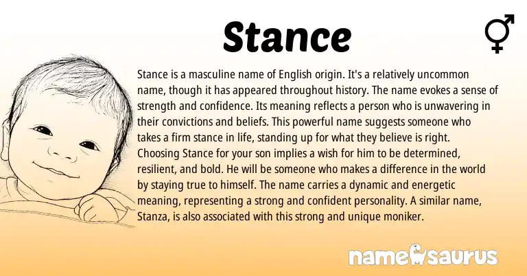Infographic about Stance name meaning, Stance is a name from English origin(s).