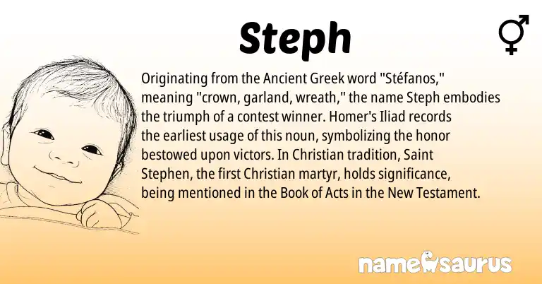 Infographic about Steph name meaning, Steph is a name from Ancient Greek origin(s).