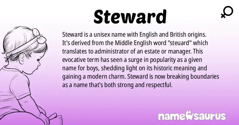 Infographic about Steward name meaning, Steward is a name from English, British origin(s).