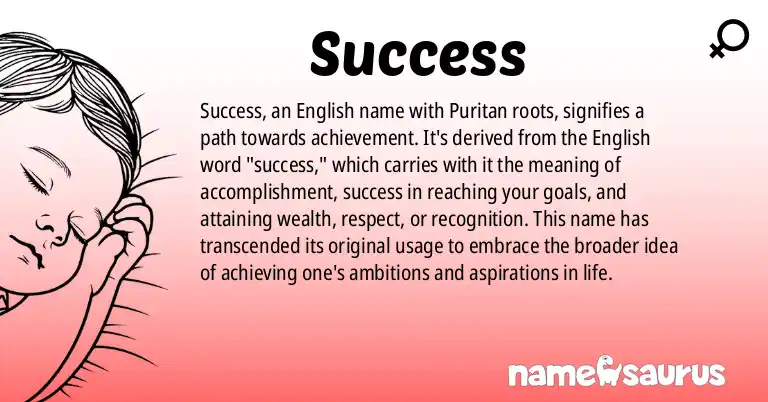 Infographic about Success name meaning, Success is a name from English (Puritan) origin(s).