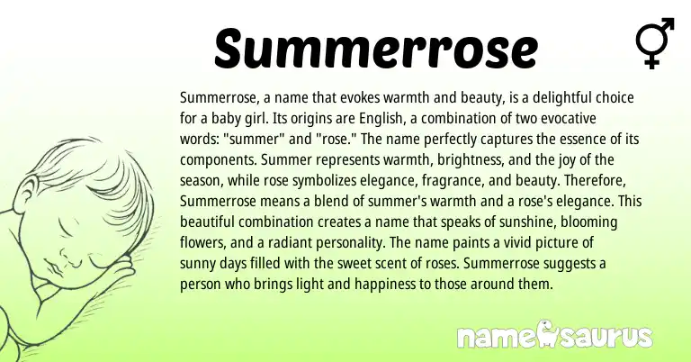 Infographic about Summerrose name meaning, Summerrose is a name from English origin(s).
