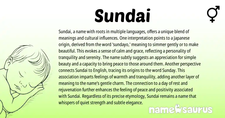 Infographic about Sundai name meaning, Sundai is a name from Japanese origin(s).