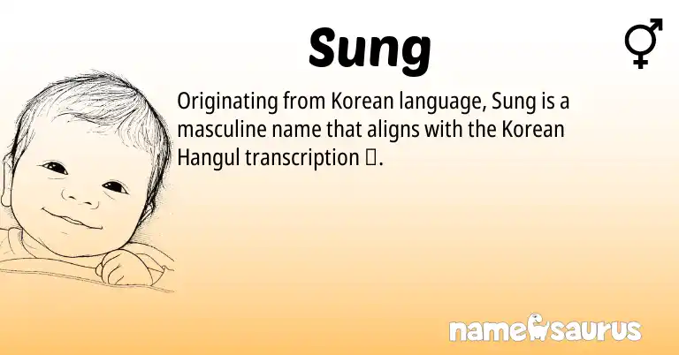 Infographic about Sung name meaning, Sung is a name from Korean origin(s).